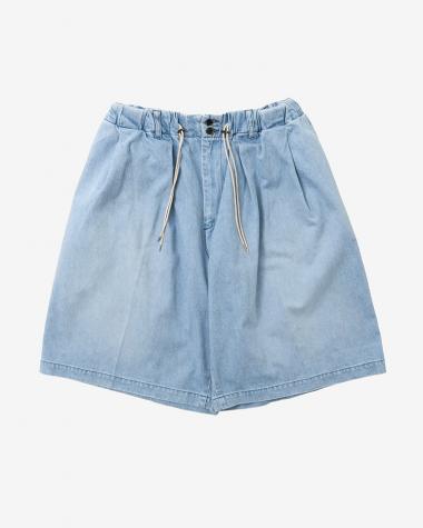 Sillage / circular short pants denim bleached