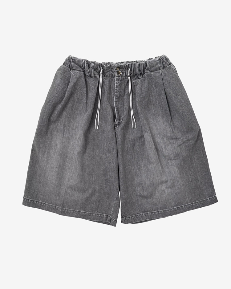 circular short pants black denim bleached | Sillage(シアージ