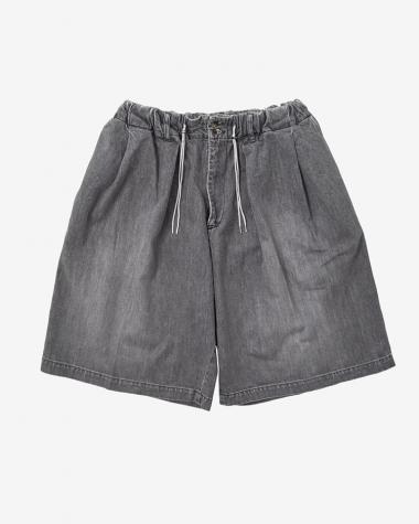 Sillage / circular short pants black denim bleached