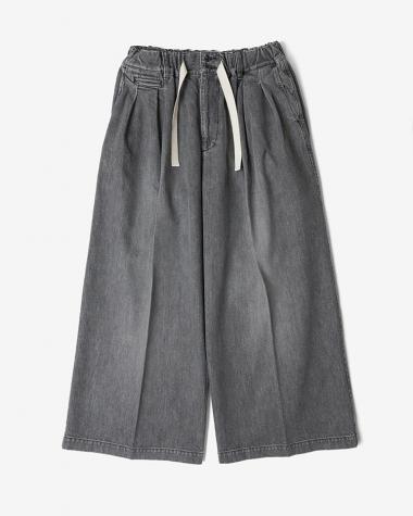 Sillage / hakama pants black denim bleached