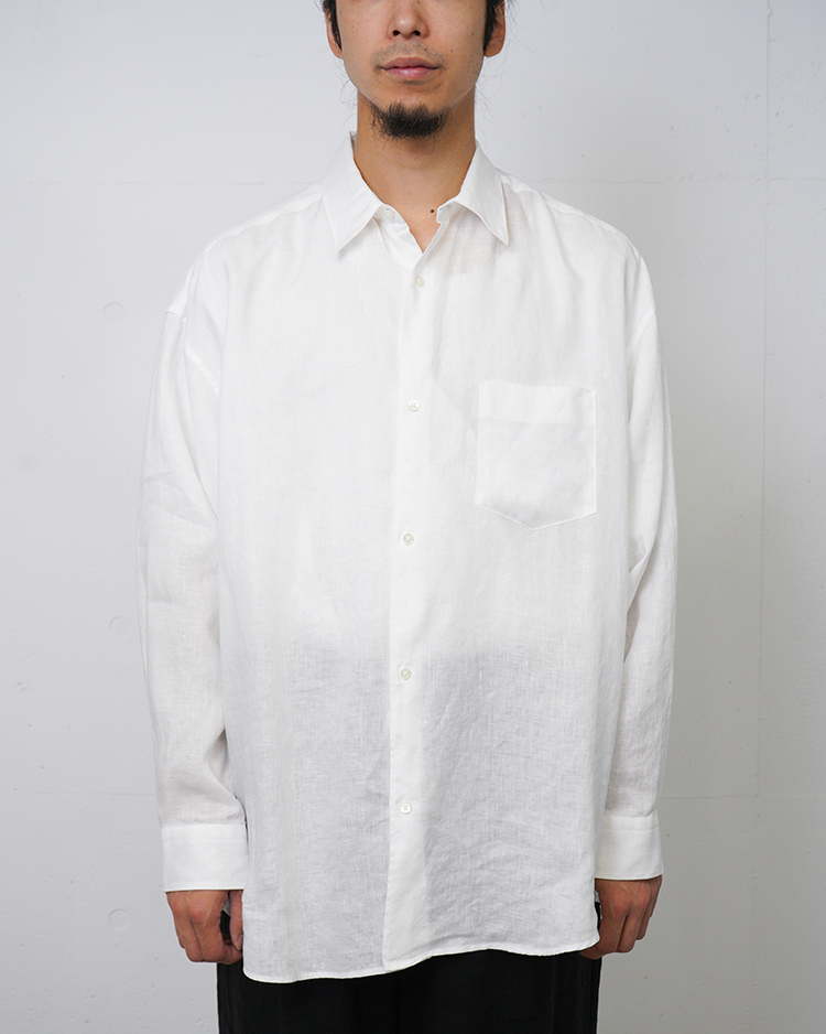 Graphpaper (MEN) / Linen L/S Oversized Regular Collar Shirt / WHITE