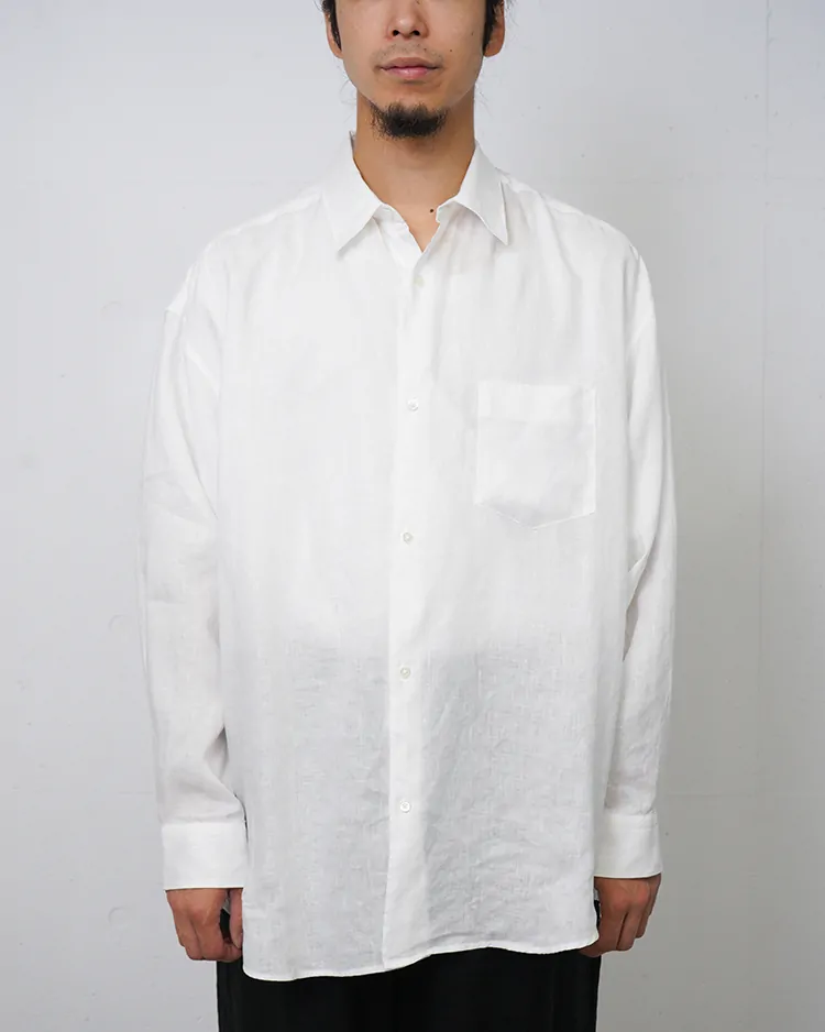 Graphpaper (MEN) / Linen L/S Oversized Regular Collar Shirt / WHITE