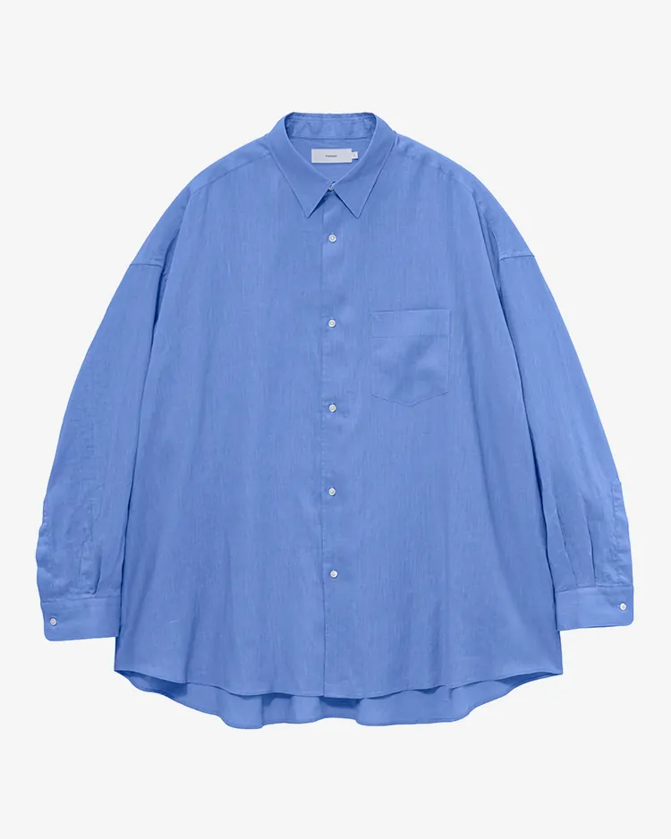 Linen L/S Oversized Regular Collar Shirt / BLUE | Graphpaper (MEN