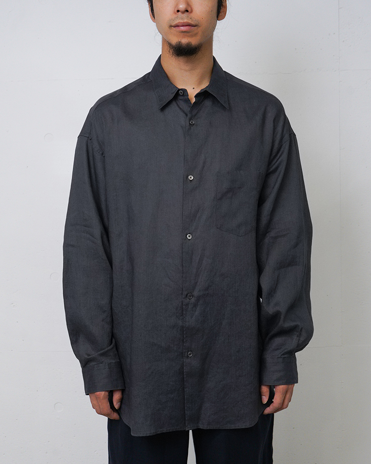 Graphpaper (MEN) / Linen L/S Oversized Regular Collar Shirt / C.GRAY