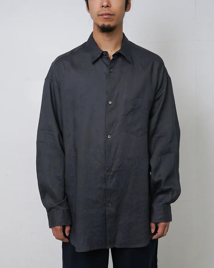 Graphpaper (MEN) / Linen L/S Oversized Regular Collar Shirt / C.GRAY