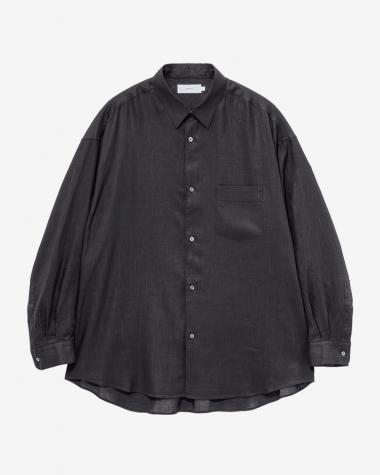  / Linen L/S Oversized Regular Collar Shirt / BLACK