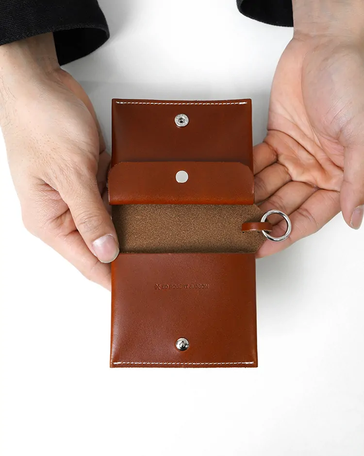ED ROBERT JUDSON / KREL - RING WALLET SILVER RING / COGNAC