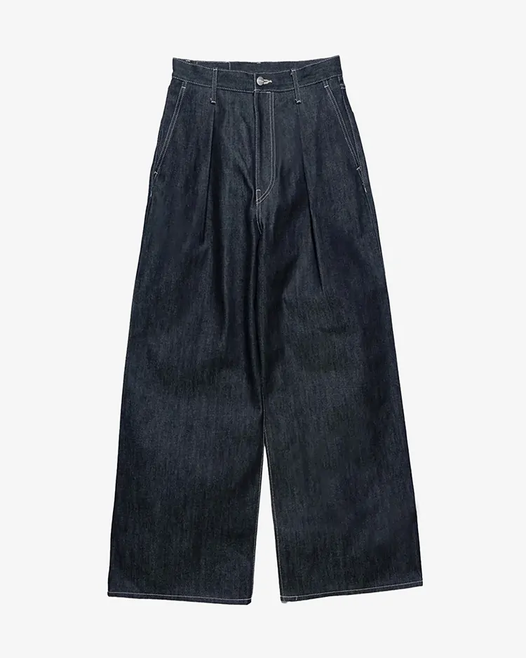 Graphpaper (WOMEN) / Selvage Denim Two Tuck Wide Pants / INDIGO RIGID