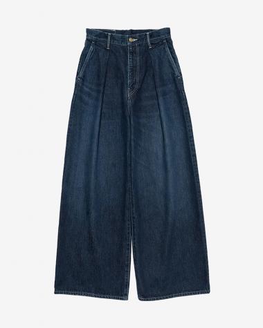 Graphpaper (WOMEN) / Selvage Denim Two Tuck Wide Pants / INDIGO DARK FADE