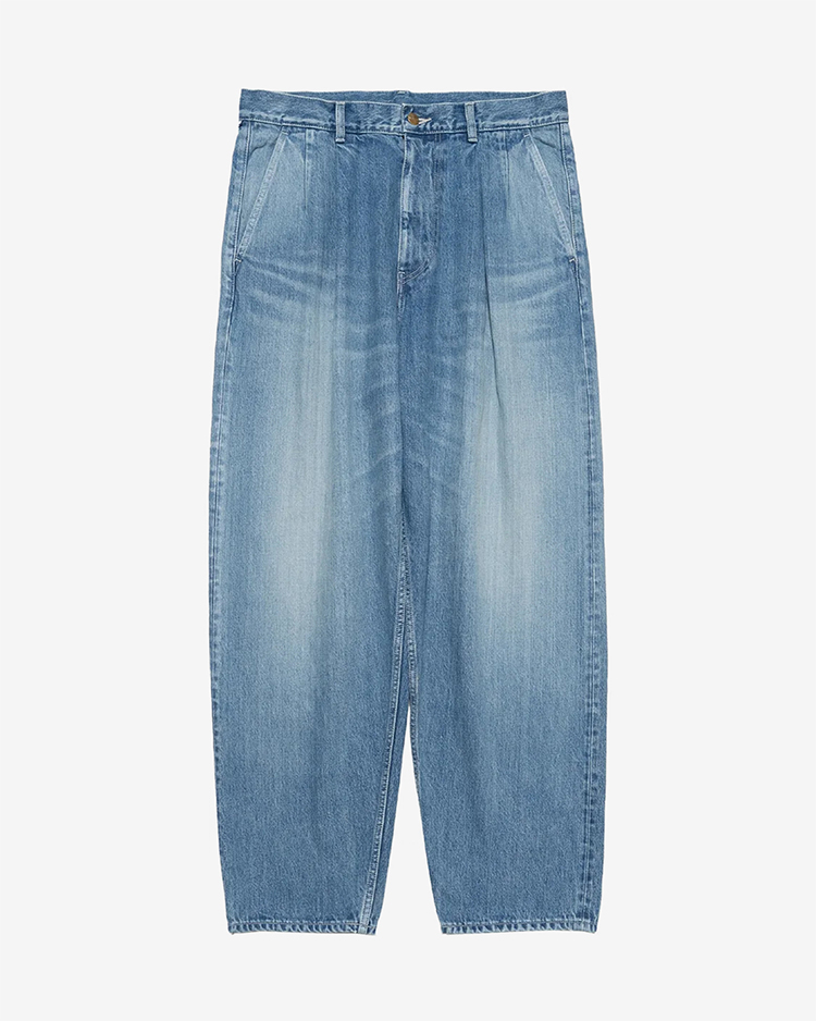 Graphpaper (MEN) / Selvage Denim Two Tuck Tapered Pants / INDIGO LIGHT FADE
