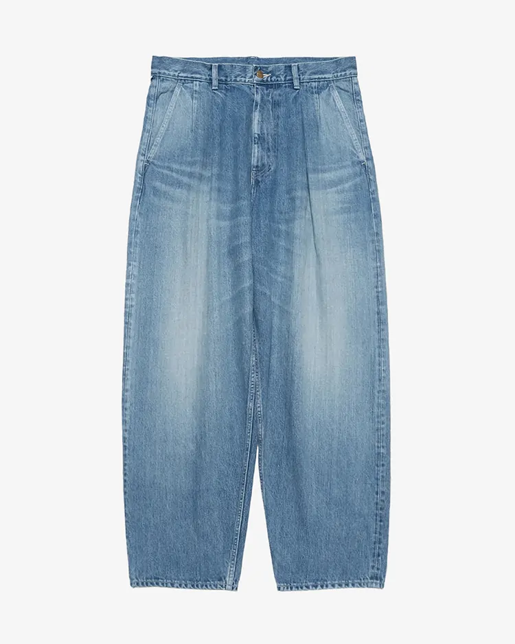 Graphpaper (MEN) / Selvage Denim Two Tuck Pants / INDIGO LIGHT FADE