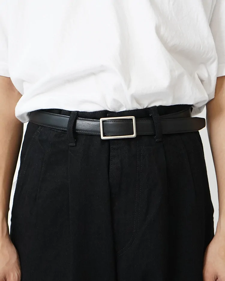 Graphpaper (MEN) / Graphpaper Holeless Leather Classic Narrow Belt / BLACK