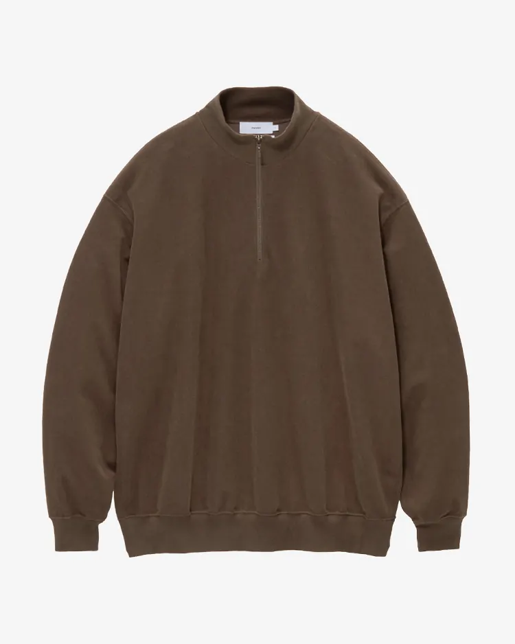 Graphpaper (MEN) / Pique Velour Jersey Half Zip Sweatshirt  / BROWN