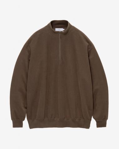  / Pique Velour Jersey Half Zip Sweatshirt  / BROWN