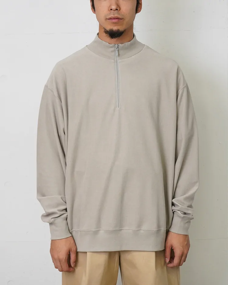 Graphpaper (MEN) / Pique Velour Jersey Half Zip Sweatshirt  / ASH