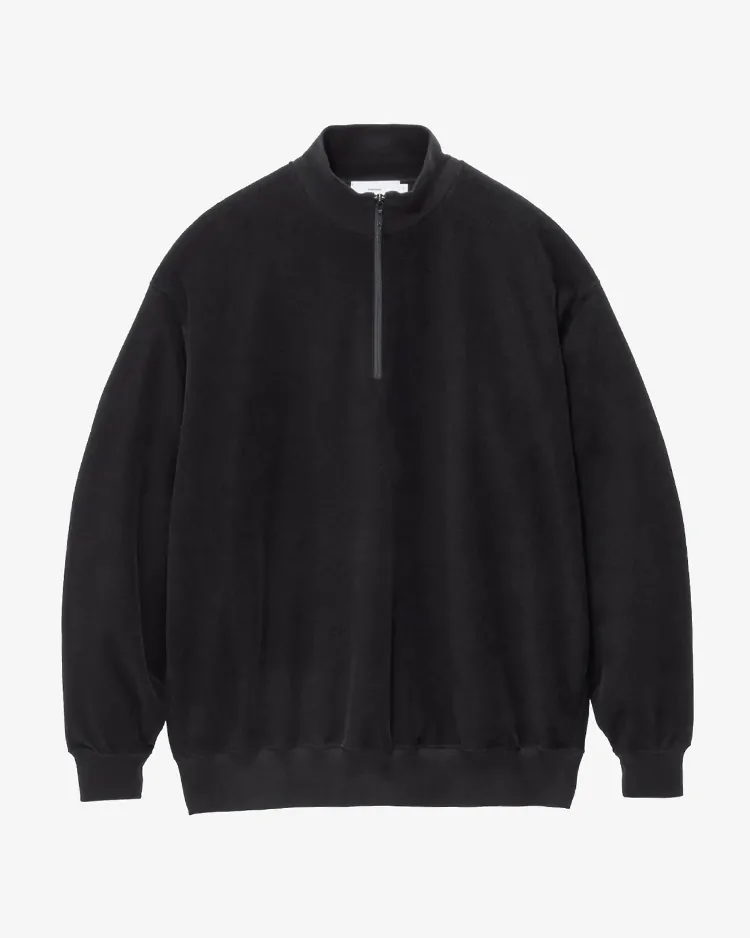 Graphpaper (MEN) / Pique Velour Jersey Half Zip Sweatshirt  / BLACK