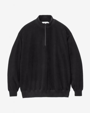  / Pique Velour Jersey Half Zip Sweatshirt  / BLACK