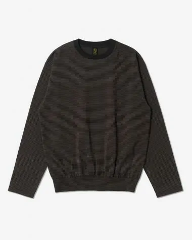 BATONER (MEN) / BLOWSING CREW NECK LONG SLEEVE T-SHIRT / BROWN×BLACK
