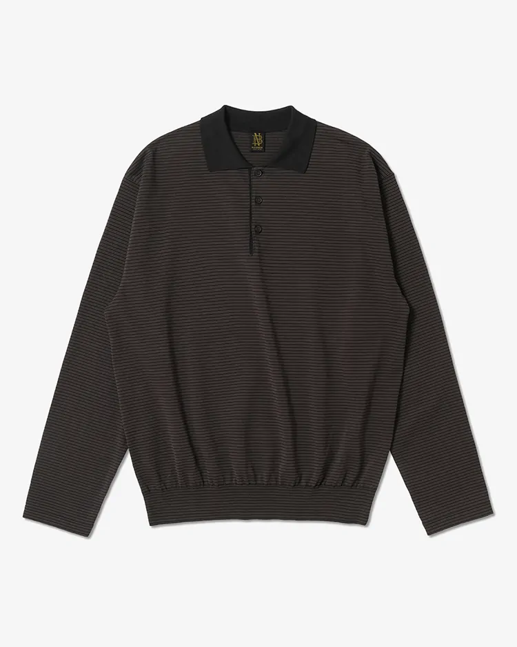 BATONER (MEN) / BLOWSING POLO LONG SLEEVE T-SHIRT / BROWN×BLACK