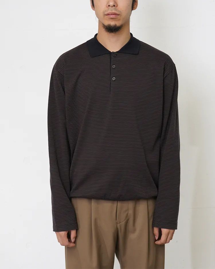 BATONER (MEN) / BLOWSING POLO LONG SLEEVE T-SHIRT / BROWN×BLACK