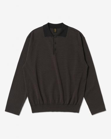  / BLOWSING POLO LONG SLEEVE T-SHIRT / BROWN×BLACK