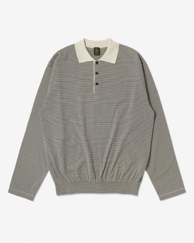  / BLOWSING POLO LONG SLEEVE T-SHIRT / OATMEAL×BROWN