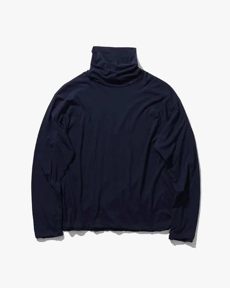 ATON (MEN) / FRESCA LAYERED TURTLE NECK PULLOVER / NAVY