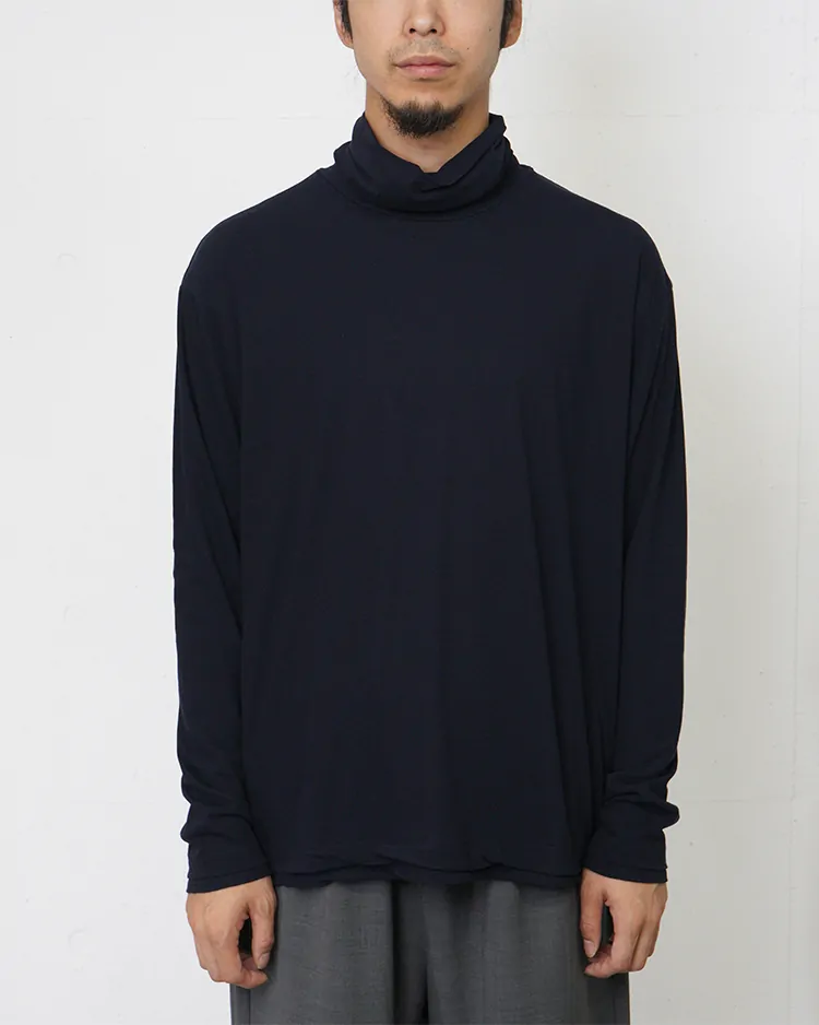 ATON (MEN) / FRESCA LAYERED TURTLE NECK PULLOVER / NAVY