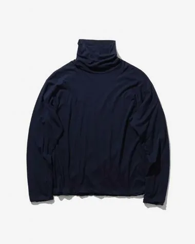 ATON (MEN) / FRESCA LAYERED TURTLE NECK PULLOVER / NAVY