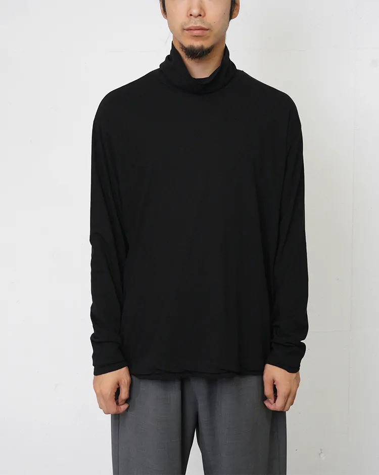 ATON (MEN) / FRESCA LAYERED TURTLE NECK PULLOVER / BLACK