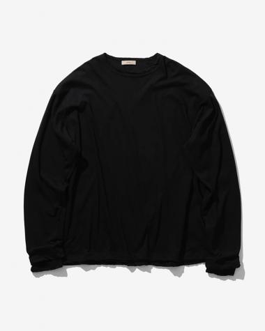 ATON (MEN) / FRESCA LAYERED CREWNECK PULLOVER / BLACK