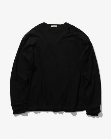 ATON (MEN) / FRESCA LAYERED CREWNECK PULLOVER / BLACK