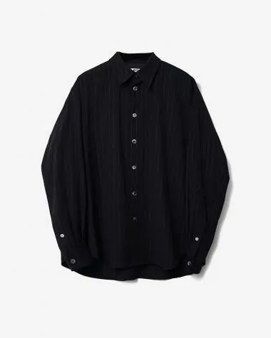 NTN / WOOL SILK STRIPE SPLIT RAGLAN SLEEVE SHIRT / BLACK×WHITE