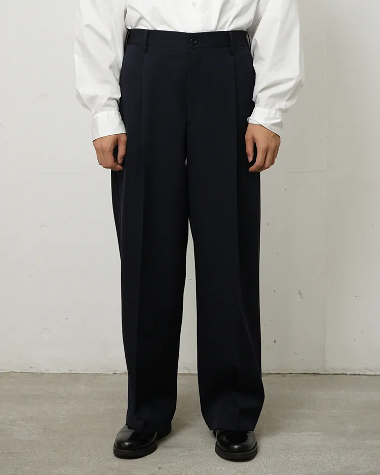 Graphpaper (MEN) / Scale Off Wool Wide Slacks / NAVY