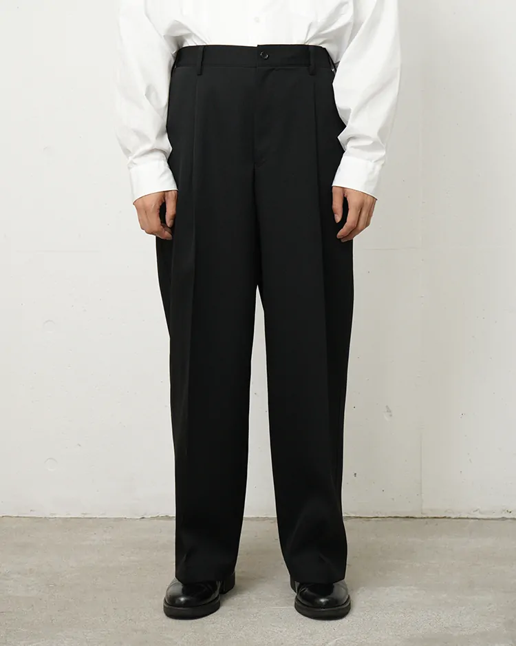 Graphpaper (MEN) / Scale Off Wool Wide Slacks / BLACK