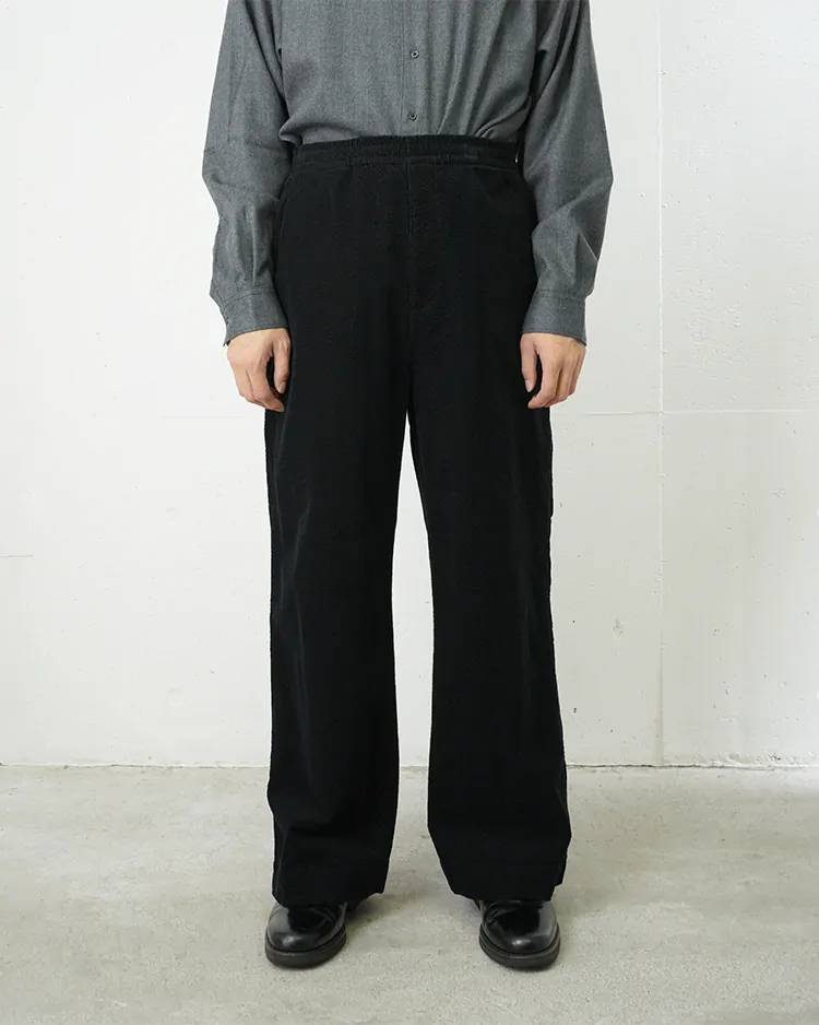 Dice&Dice / RIPPLE CORDUROY STRAIGHT DRAWSTRING TROUSERS / BLACK