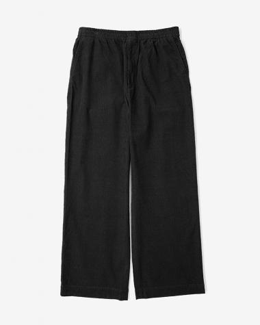  / RIPPLE CORDUROY STRAIGHT DRAWSTRING TROUSERS / BLACK
