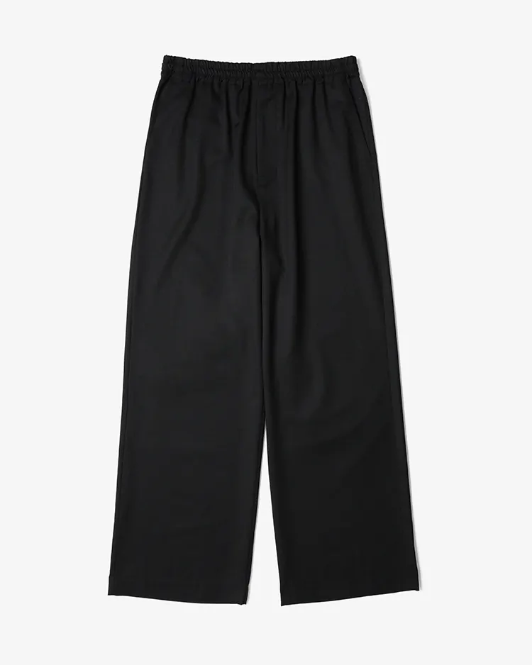Dice&Dice / WOOL TWILL STRAIGHT DRAWSTRING TROUSERS / BLACK	
