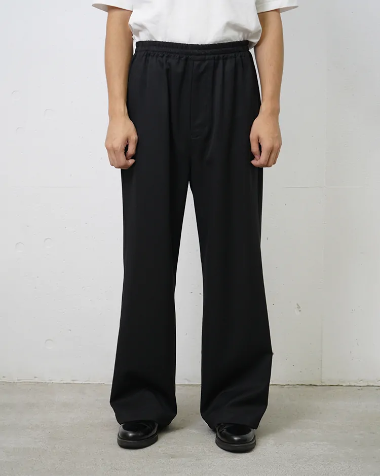 Dice&Dice / WOOL TWILL STRAIGHT DRAWSTRING TROUSERS / BLACK	