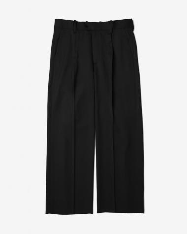  / ONE-TUCK WOOL TWILL TROUSERS / BLACK