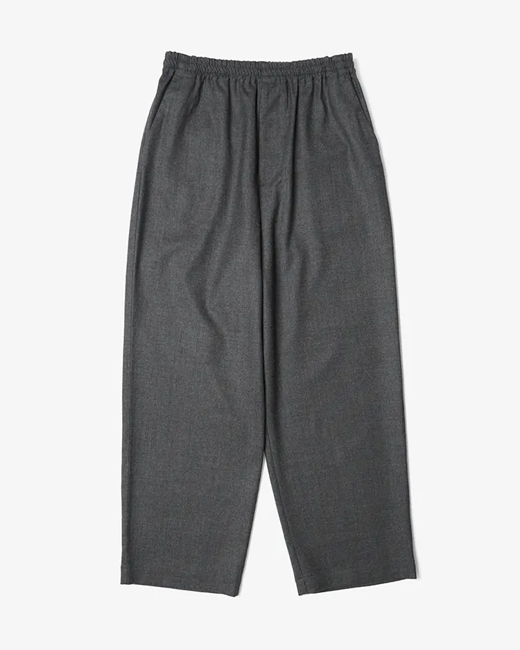 Dice&Dice / WOOL SAXONY TAPERED DRAWSTRING TROUSERS / CHARCOAL		