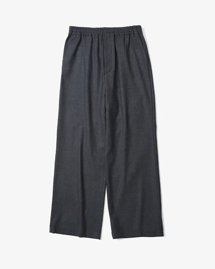 Dice&Dice / WOOL SAXONY STRAIGHT DRAWSTRING TROUSERS / CHARCOAL		