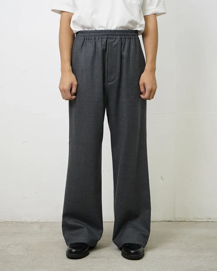 Dice&Dice / WOOL SAXONY STRAIGHT DRAWSTRING TROUSERS / CHARCOAL		