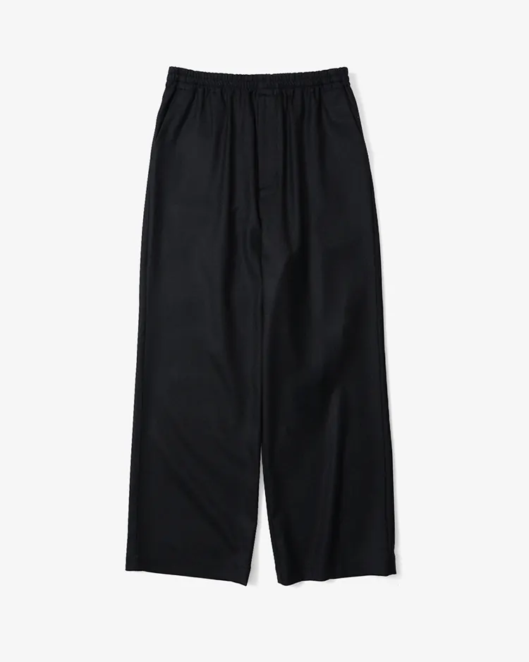 Dice&Dice / WOOL SAXONY STRAIGHT DRAWSTRING TROUSERS / BLACK