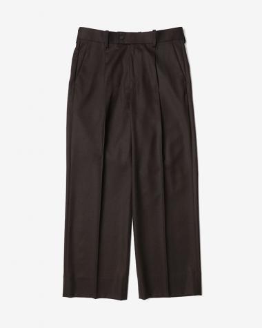  / ONE-TUCK WOOL SAXONY TROUSERS / BROWN