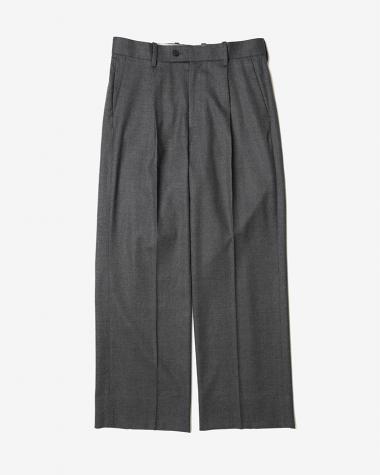  / ONE-TUCK WOOL SAXONY TROUSERS / CHARCOAL
