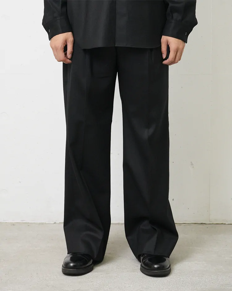 Dice&Dice / ONE-TUCK WOOL SAXONY TROUSERS / BLACK