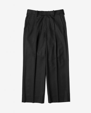 Dice&Dice / ONE-TUCK WOOL SAXONY TROUSERS / BLACK