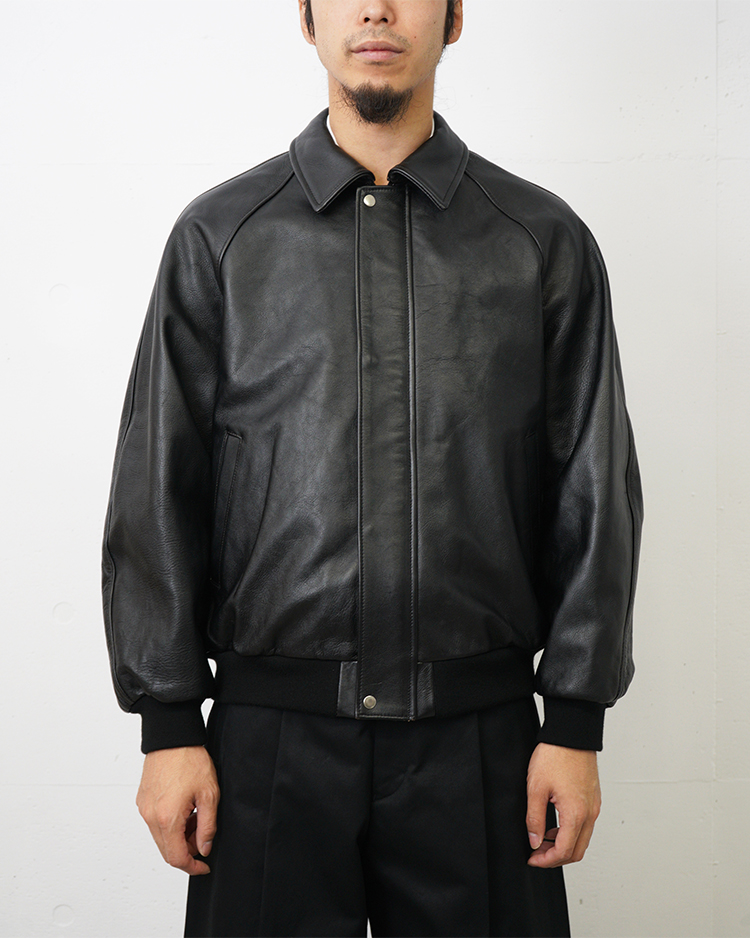 Graphpaper (MEN) / Cow Leather Raglan Blouson / BLACK