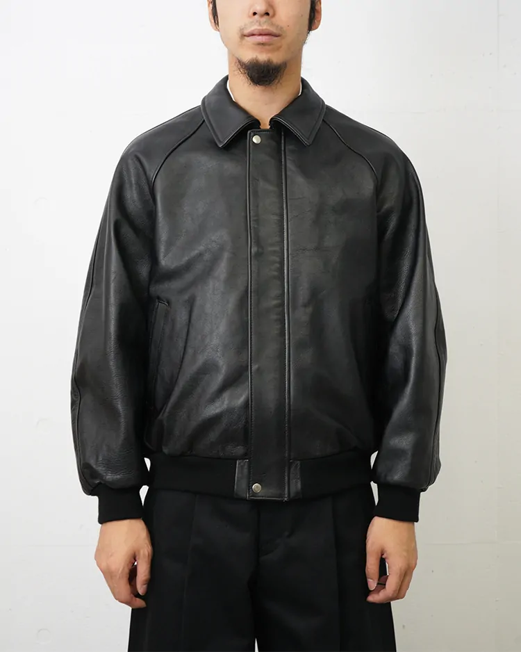 Graphpaper (MEN) / Cow Leather Raglan Blouson / BLACK